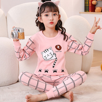 100% Cotton Pajamas Kids Girl Winter Pink Cat Teenager Girls Pyjamas 2 to 3 4 5 6 7 8 9 10 11 12 13 14 Years Children's Clothing