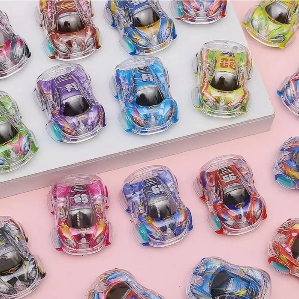10 szt. Mini Autka z Napędem Pull-Back, Przezroczyste Autka z Kreskówkami, Autka z Napędem Push-Back, Auta Wyścigowe dla Dzieci i Niemowląt, Losowy Styl