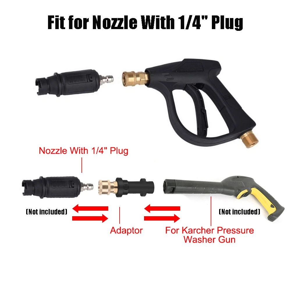 3000PSI High Pressure Car Washer 1/4inch Quick Plug Adapter Nozzles For Karcher K2-K7 Garden Watering Gun Motorcycle Accessories