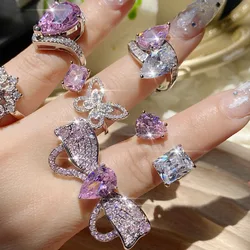 Adjustable Butterfly Brilliant Advanced Rings for Women AAA Zircon Wedding Jewelry Valentine's Day Gift Show Accessories 0090