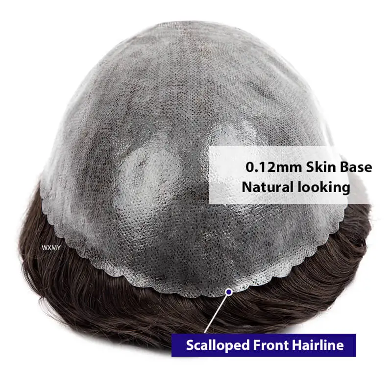 Full Skin Men\'s Wig Male Hair Prosthesis 0.12mm Toupee Men Capillary Prosthesis Natural Human Hair Wigs For Men System Unit