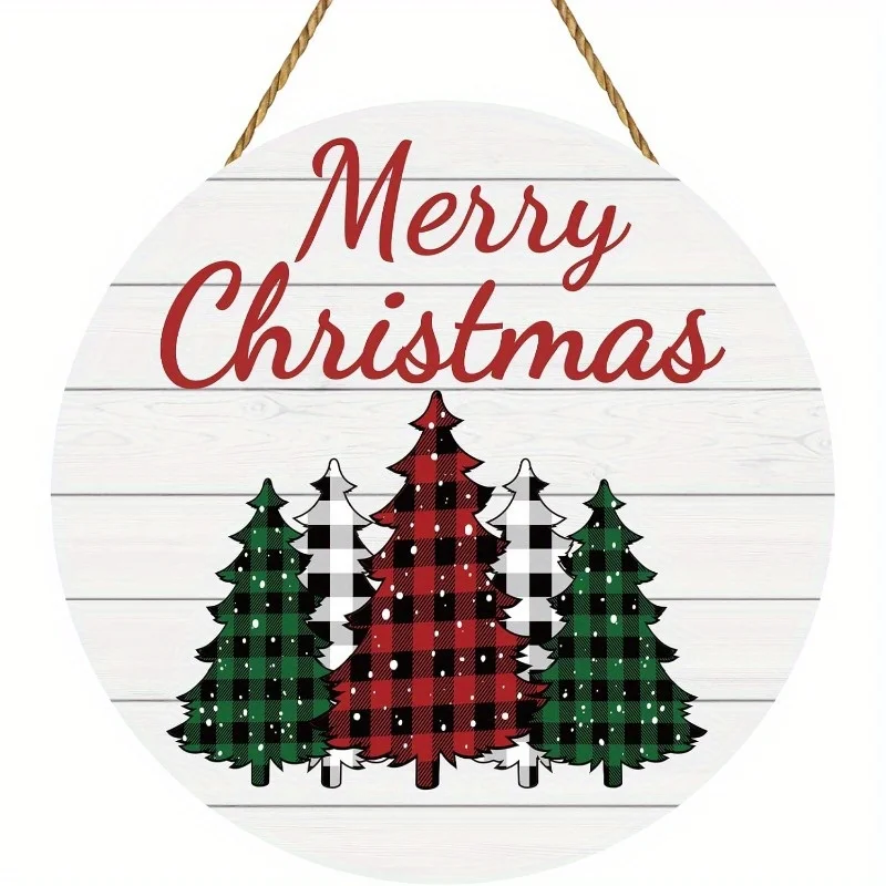 شقة ثنائية الأبعاد، علامة زخرفية مسطحة ثنائية الأبعاد وطاعون عيد الميلاد علامة خشبية معلقة زينة عيد الميلاد ديكورات الباب الداخلي Merry Chri