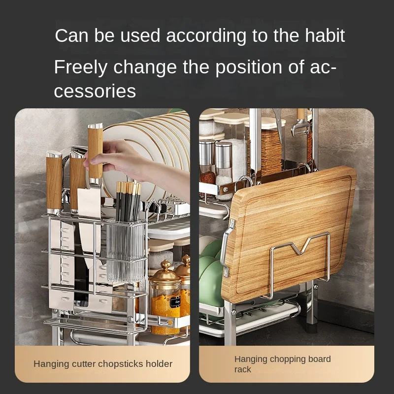 Abtropfgestell, kompaktes Abtropfgestell für die Küche, großes, rostfreies Abtropfgestell mit Utensilienhalter