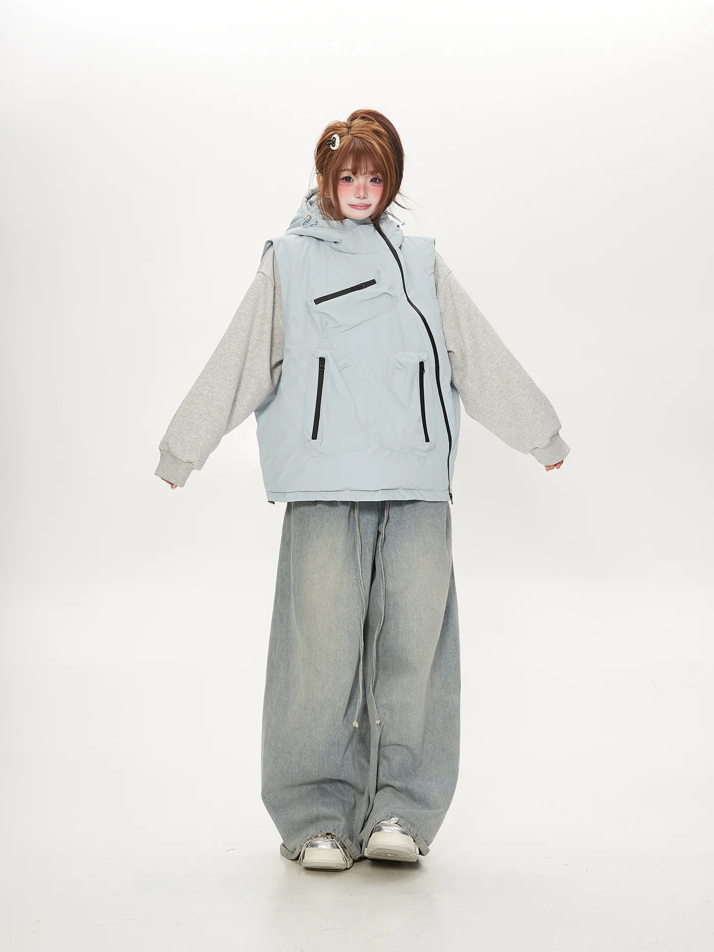 

Женская многослойная утепленная куртка-жилет в японском стиле для активного отдыха, с множеством карманов, для работы, зимняя, морозостойкая