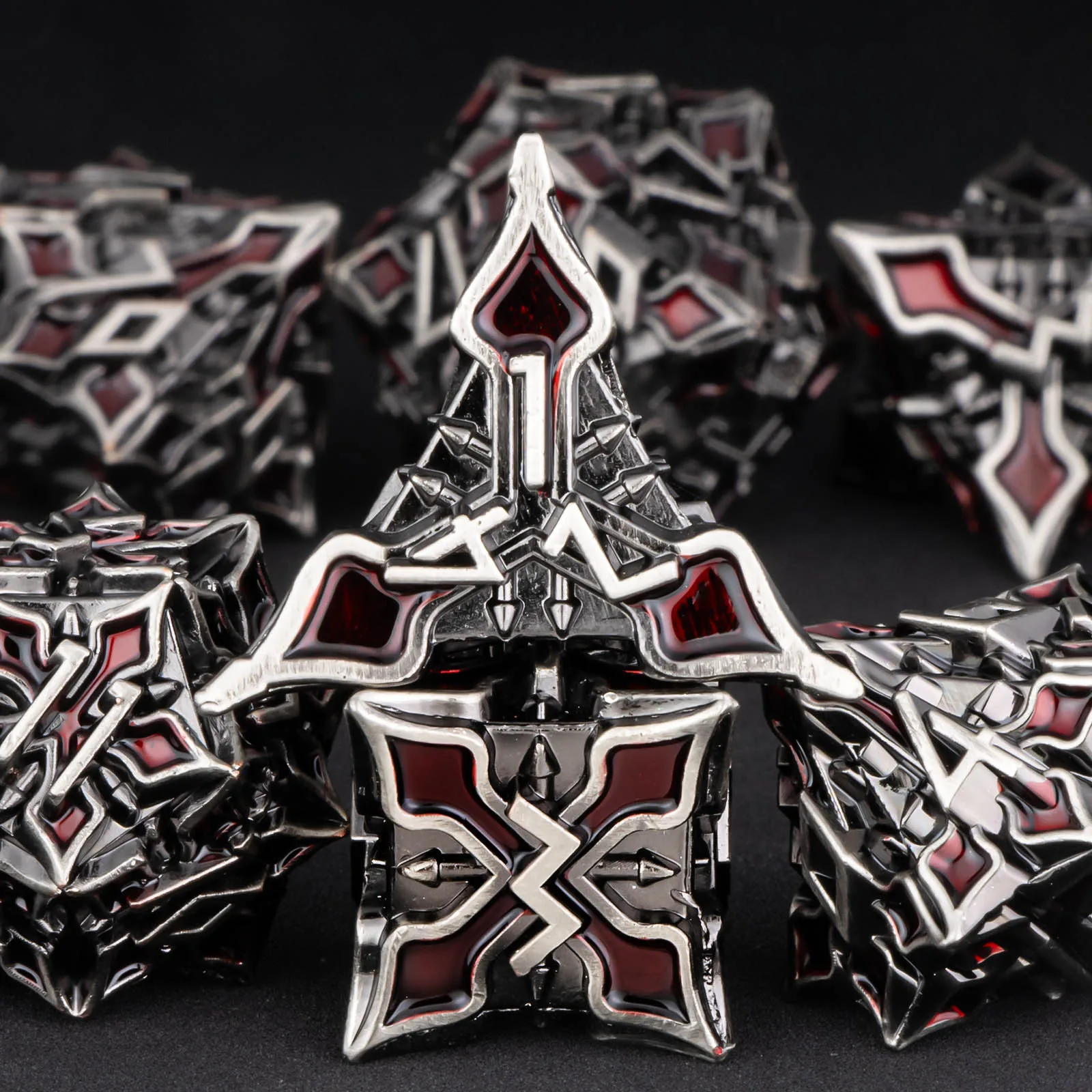 

DND Metal Dice Set Red Polyhedral D&D Dice Compatible with Dungeons and Dragons RPG D&D Gifts for Tabletop RPG Dice Set