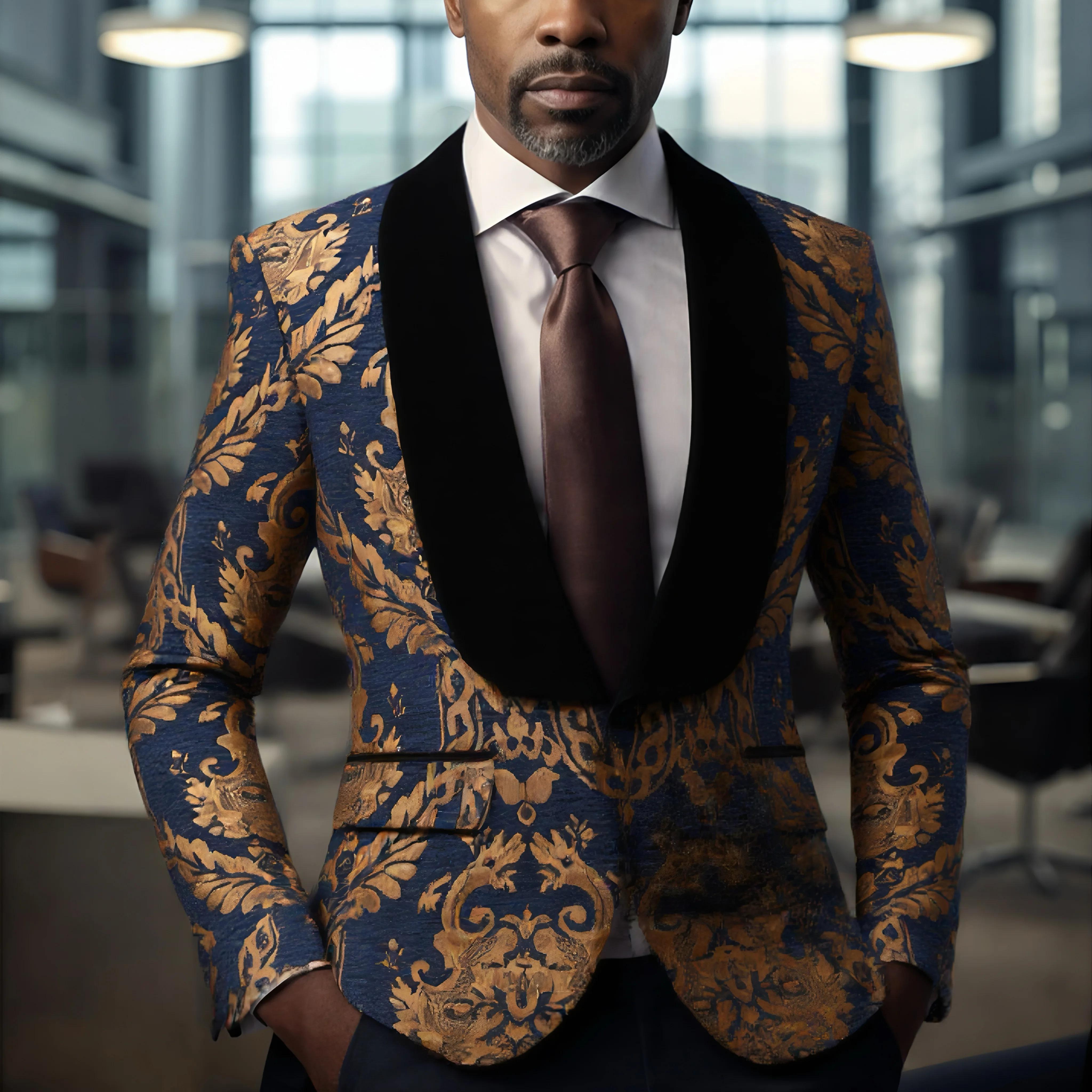 Mens Floral Tuxedo Jacket Paisley Shawl Lapel Suit Blazer Jacket For Dinner,Prom,Wedding