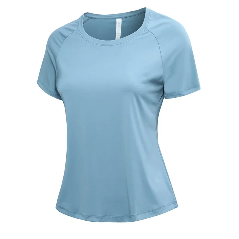 Yoga Clothes Summer Short-Sleeved Women Loose Quick-Drying T-Shirt Sports Running Shirt Elastic Casual Round Neck Breathable