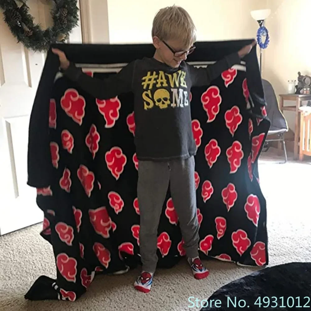 

Фланелевое одеяло в японском стиле с красным облаком N-Naruto для мальчиков в полоску для кровати, дивана, одеяла для сна для девочек, детей, рождественский подарок