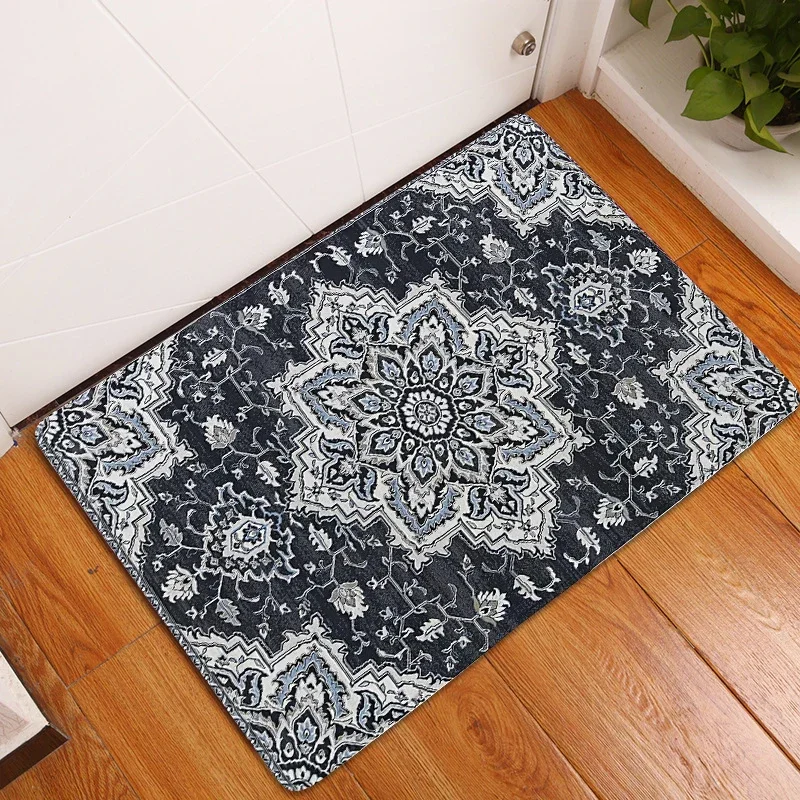 Boho Persian Rug Pattern Kitchen Bath Entrance Door Mat Coral Velvet Carpet Doormat Bedroom Mats Anti-Slip Absorbent Home Decor