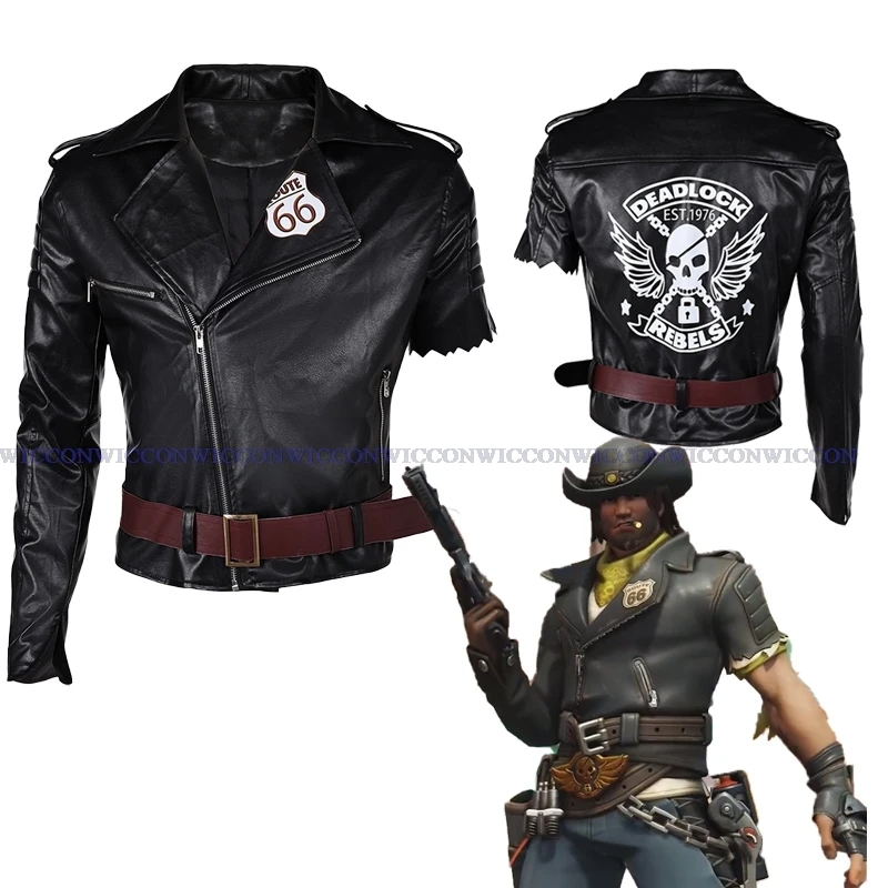 Skin Deadlock Outfit OW Cole Cassidy Jesse McCree Cass Cosplay Costume Overwatch Black Jacket Hero Halloween Party Mens Clothes