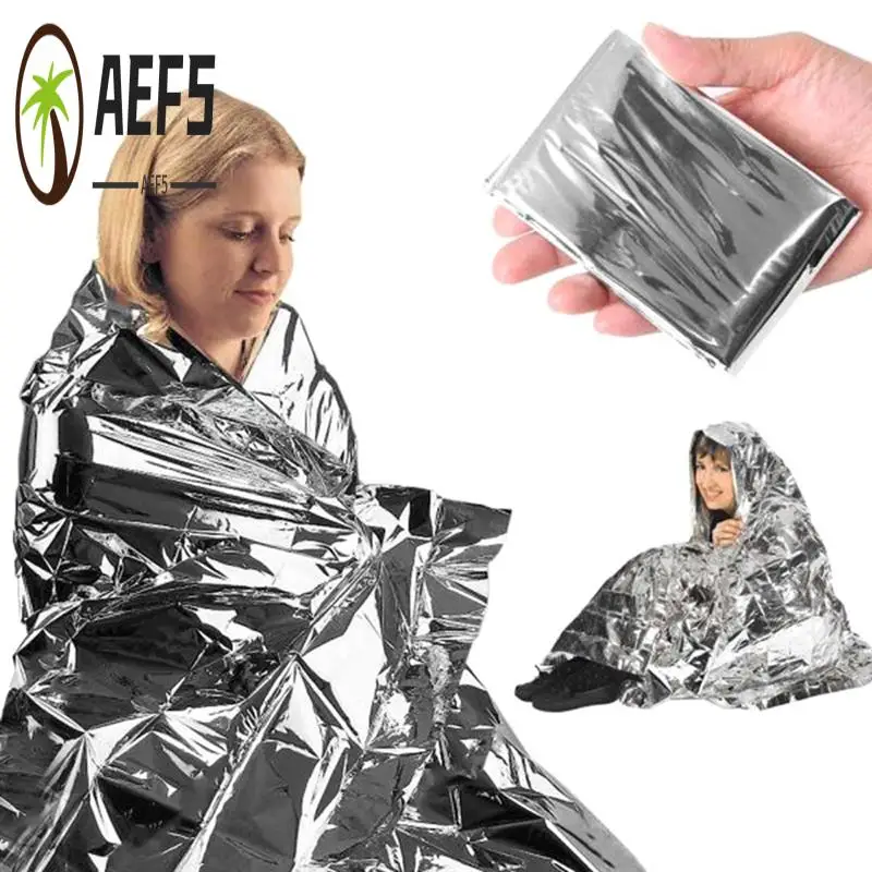 Manta de emergencia AEF5, manta térmica de rescate de supervivencia al aire libre, hipotermia, resistente al viento, multiusos, exploración, Camping