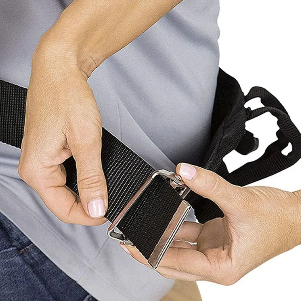 Adjustable Patient Transfer Belt Quick Release Buckle Black Lumbar Traction Transfer Belt Soft Design Anti-Slip