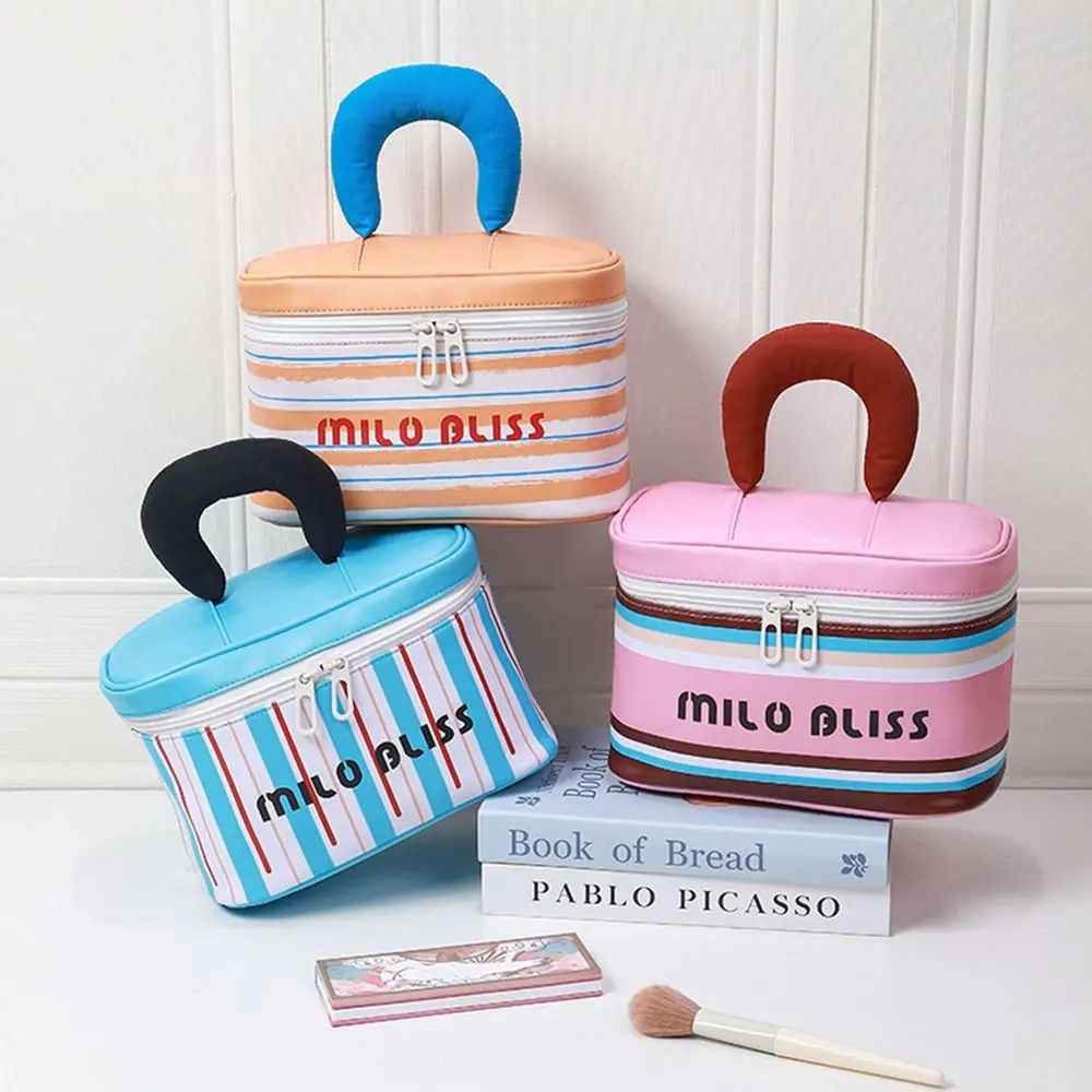

Creative Cosmetics Storage Bag INS with Handle Handheld Makeup Bag Match colors Large Capacity Cosmetic Case Bathroom Supplies