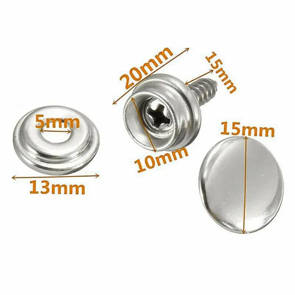 10Set/Bag Canvas Screw  Excellent 15mm Pop Studs Heavy Duty Press Button  Lightweight Snap Fastener