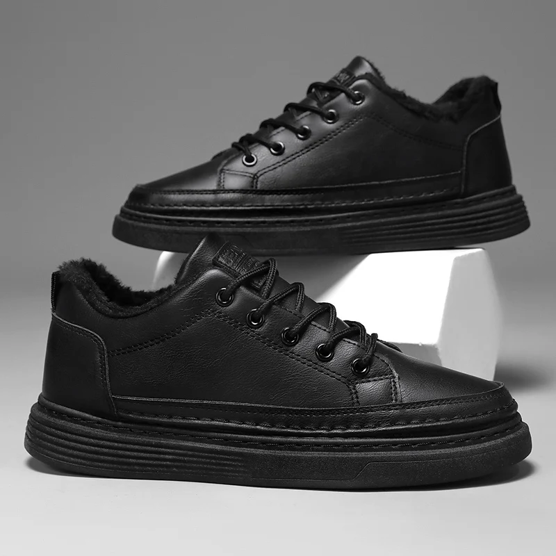 

Fashion Waterproof Men Working Shoes New Men's Leather Casual Shoes Non-Slip Thick Soled Vulcanized Shoes Designer Men Sneakers