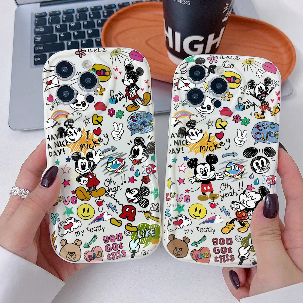 Disneys Doodle Mickeys Phone Case for Samsung Galaxy A57 A56 A55 A54 A53 A52 A37 A26 A25 A17 A16 A07 A06 4G 5G Wave Soft Cover