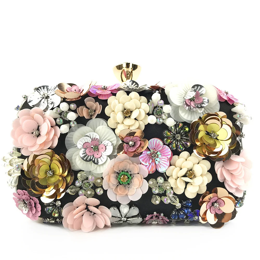 

Clutch Evening Flower Women Bags Wedding Purses Bridal Handbags Party Handmade Rhinestones Y2k Female Luxury Fashion Retro New