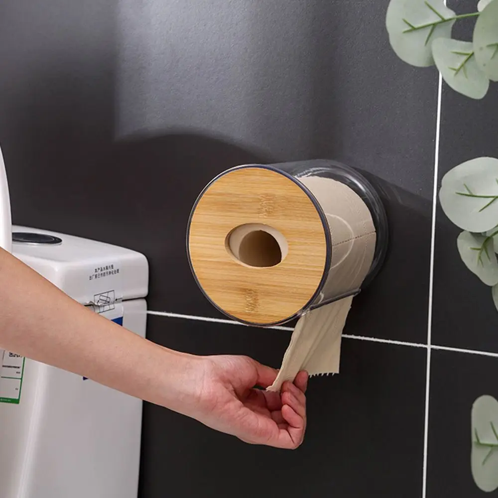 Wall Mounted Toilet Paper Holder Home Supplies Plastic Waterproof Paper Container Nail Free Tissue Box Bathroom