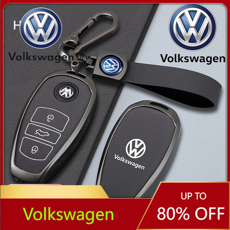 

For VOLKSWAGEN VW Zinc Alloy Leather Car Smart Remote Key Case Cover Protector Holder Shell for VW Touareg L2032 Keyless Keycha