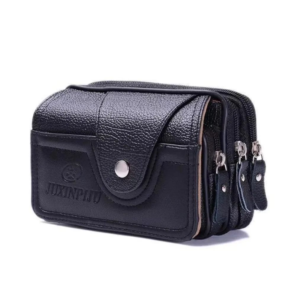

Portable PU Leather Vintage Waist Pack Unisex Small Belt Wallet Outdoor Sports Bag Multi-Function Card Bag Men Women