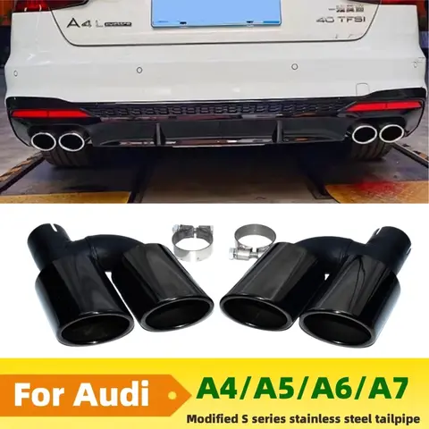 คู่สําหรับ Audi A4 A5 A6 A7 ท่อไอเสียท่ออัพเกรด S4 S5 S6 S7 ท่อไอเสียสแตนเลสท่อไอเสียหัวฉีด