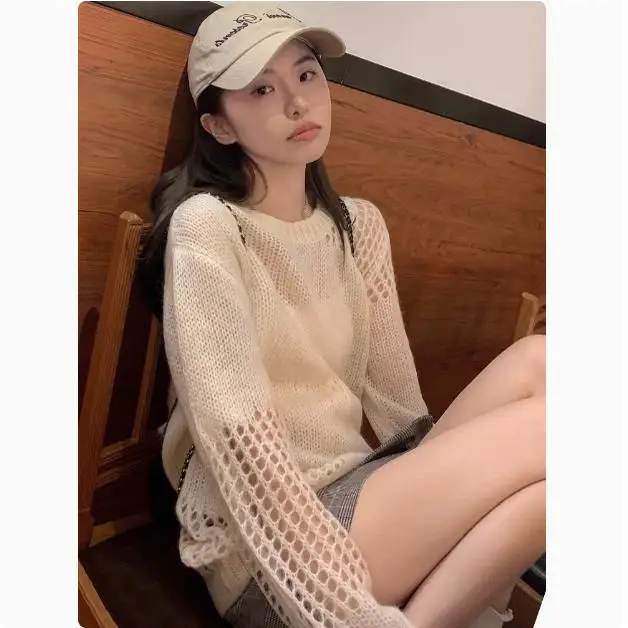 

Женский трикотаж Camere Long Sve, тонкий дизайн, осенний повседневный свободный свитер на голову, теплый свитер для поездок на работу