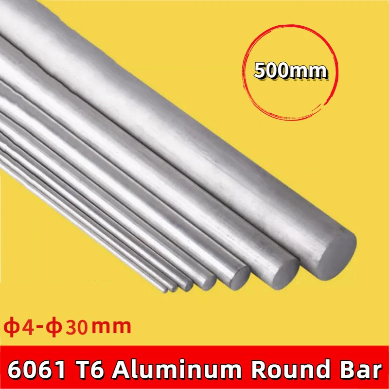 1PCS Aluminum Round Bar 6061 T6 Solid Cylinder Diameter 4/ 5/ 6/ 7/ 8/ 9/ 10/ 12/ 14/ 16/ 18/ 20/ 22/ 25/ 28/ 30mm