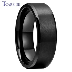 Dropshipping 6mm 8mm Black Ring Stainless Steel Classic Dailylife Jewelry Beveled Brushed Shipping to All Over The World