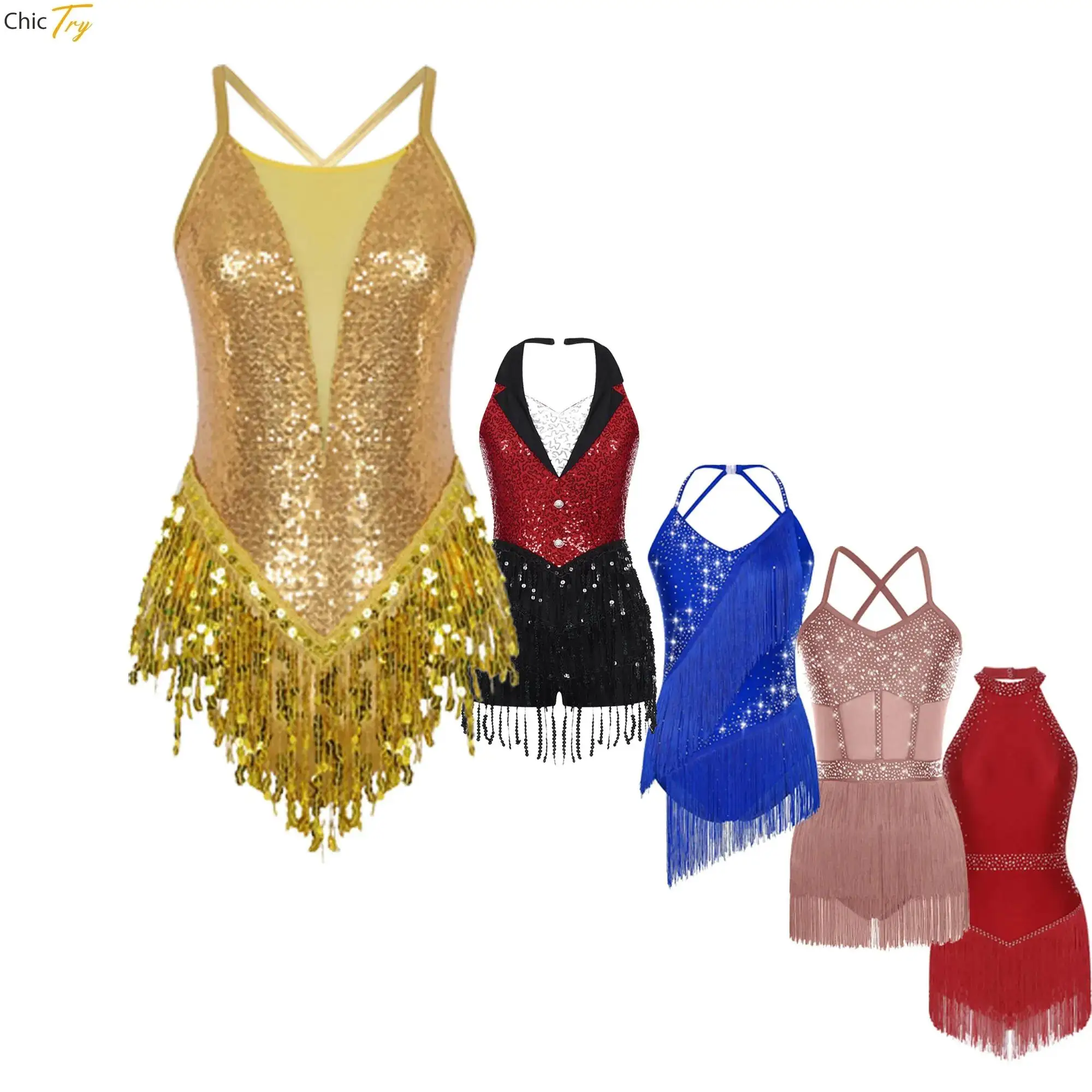 

Женская одежда для балета, латинских танцев, блестящие блестки, купальник с кисточками, боди для девочек, групповые танцовщицы, певицы, концертные костюмы для выступлений