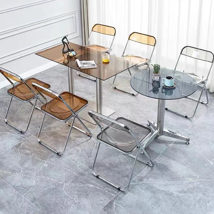 Acrylic Dining Chair Light Luxury Folding Chair Makeup Fashion Stool