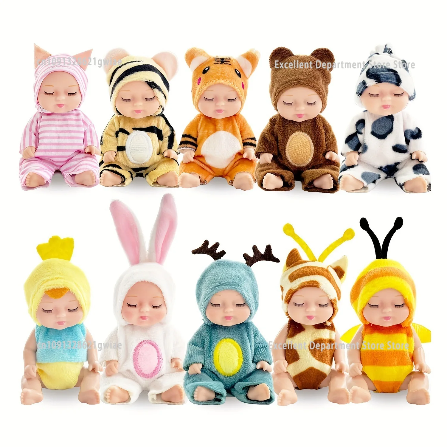 

10 шт., 4,3-дюймовая мини-кукла Reborn, набор игрушек, реалистичная кукла для девочек, детская успокаивающая игрушка, подарок на день рождения и праздник