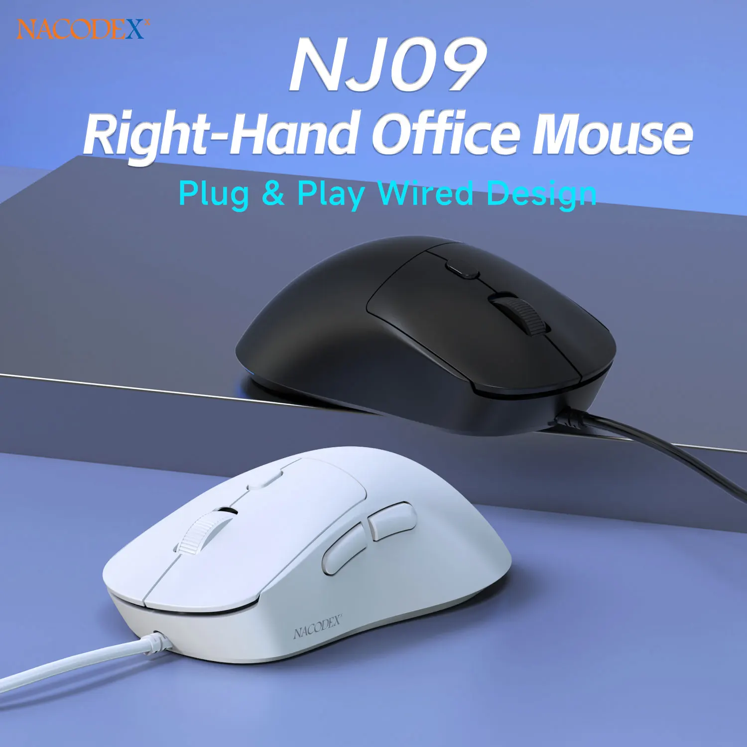Ajazz NJ09 Asymmetric Right Hand Wired Gaming Mouse High Performance Sensor DPI8000 Plug and Play Student Office Mouse