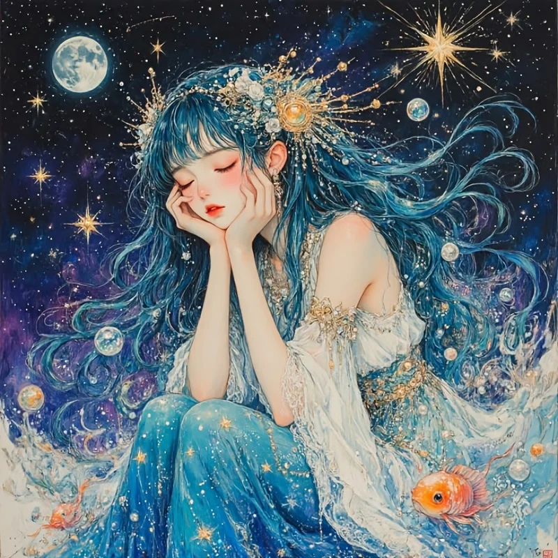 

Beautiful Woman Under The Starry Sky 500/1024PCS Jigsaw Puzzles Challenging Family Activity Games Home Decor Holiday Gifts
