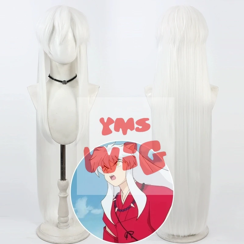 

Anime Onmyoji Rengoku Ibarakidouji Cosplay Wig Inuyasha Sesshoumaru 100CM Long White Heat Resistant Synthetic Hair Wig + Wig Cap