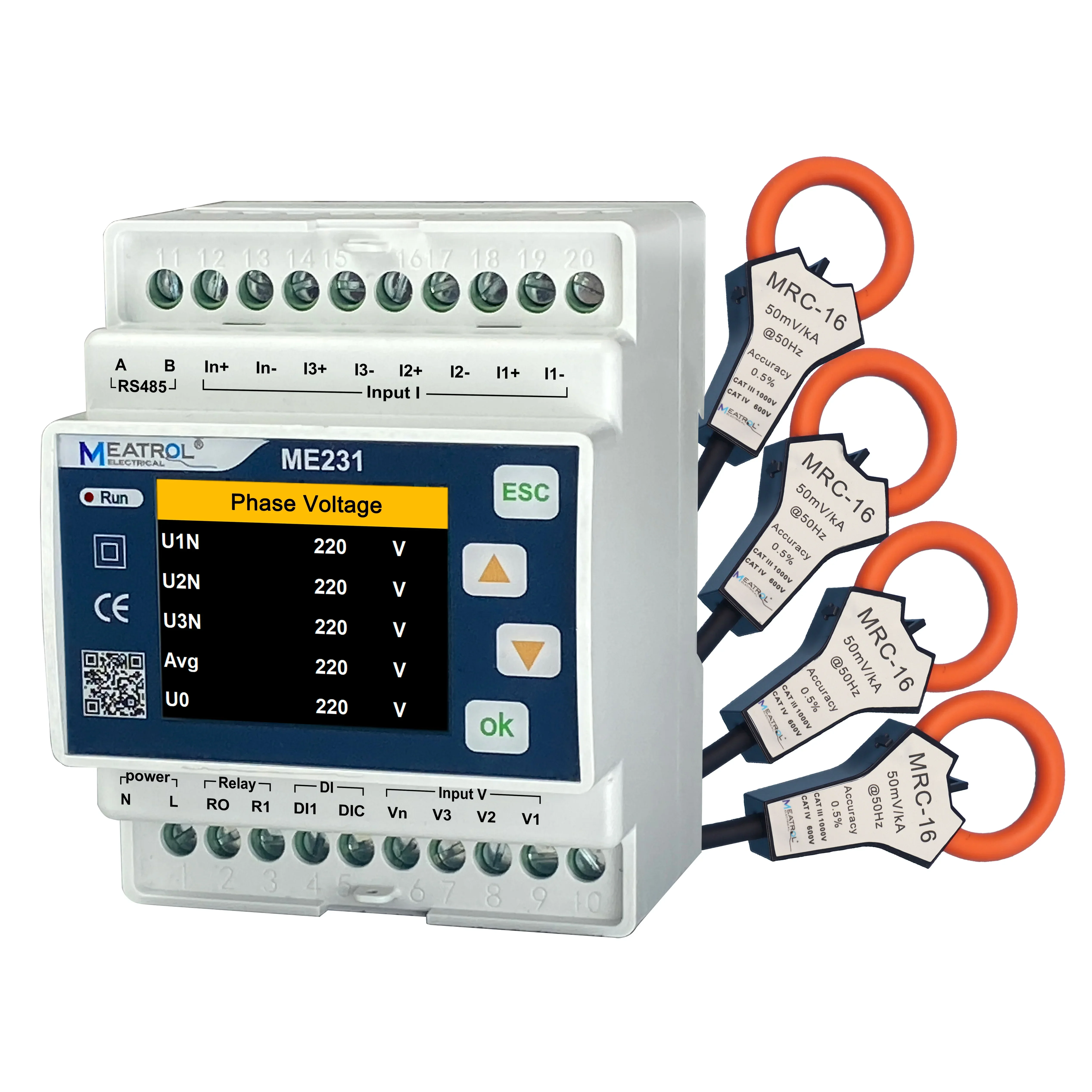 Top-selling smart meter ME 231 Split-core CTs RS485 Modbus RTU energy meter, without coils