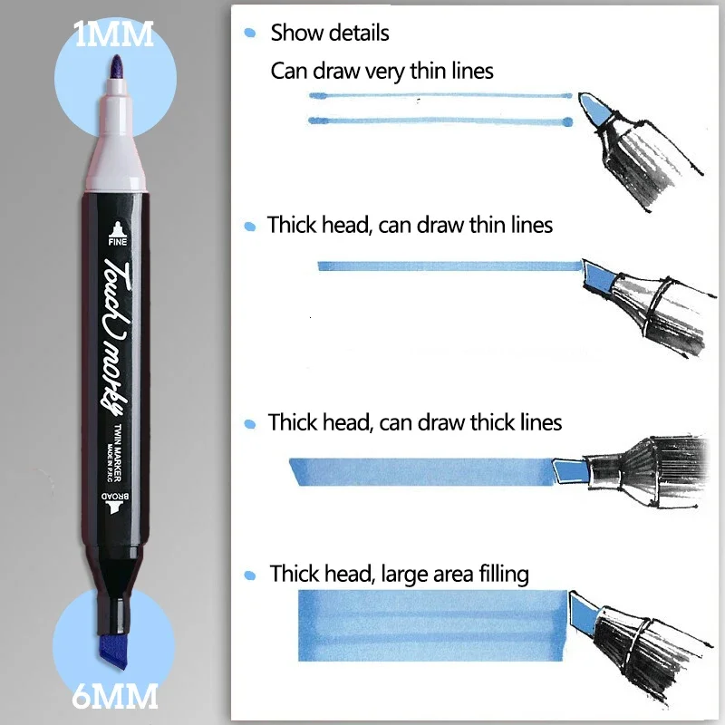 Imagem -03 - Double Headed Art Marker Pen Grupo Álcool Oleoso à Base Graffiti Manga Suprimentos Desenhar Esboçar 36 Cores 48 Cores 60 Cores 80 Cores 100 Cores 120 Cores