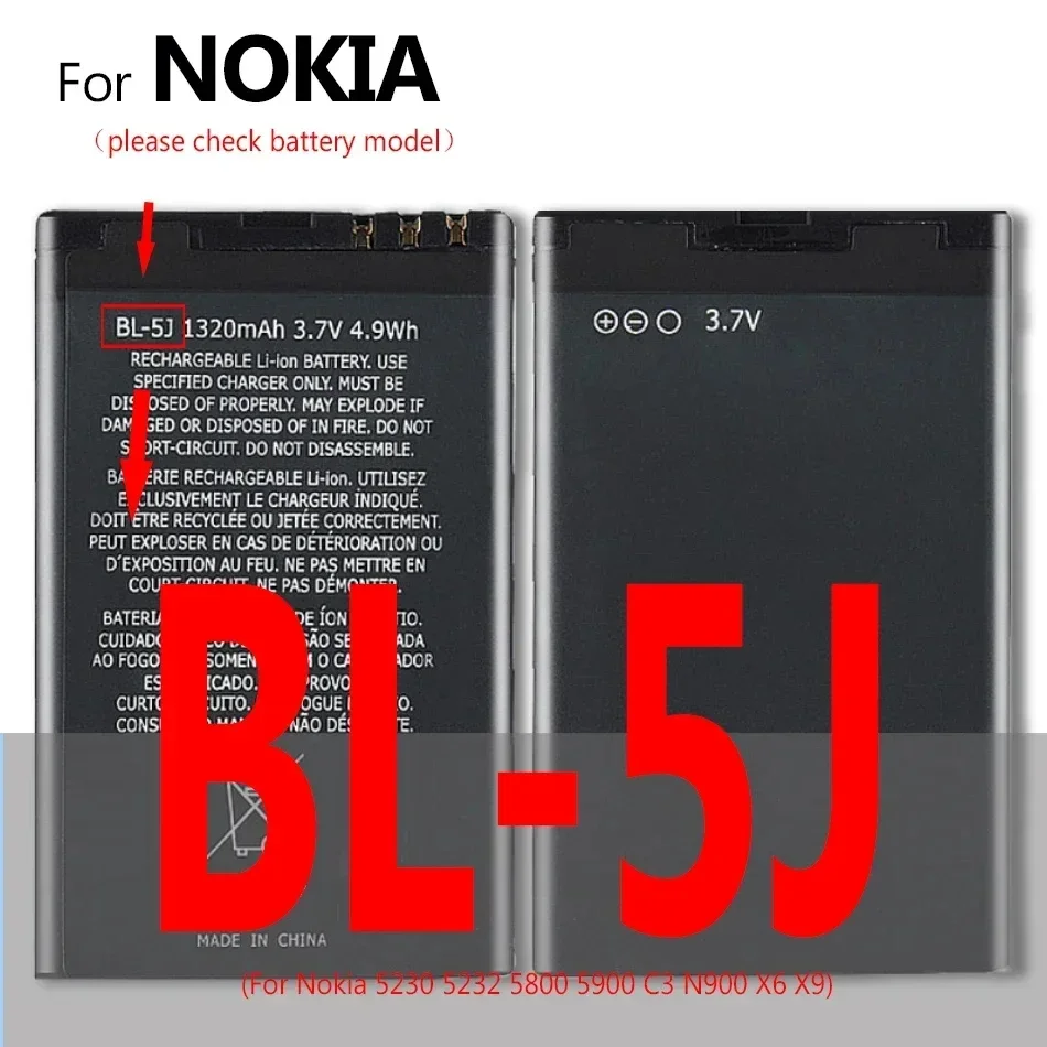 Battery BL-4B BL-4C BL-4CT BL-4D BL-4U BL-4UL BL-5B BL-5C BL-5CA BL-5CB BL-5CT BP-5Z BL-5J BLC-2 BP-4L BP-5M BP-6M For Nokia