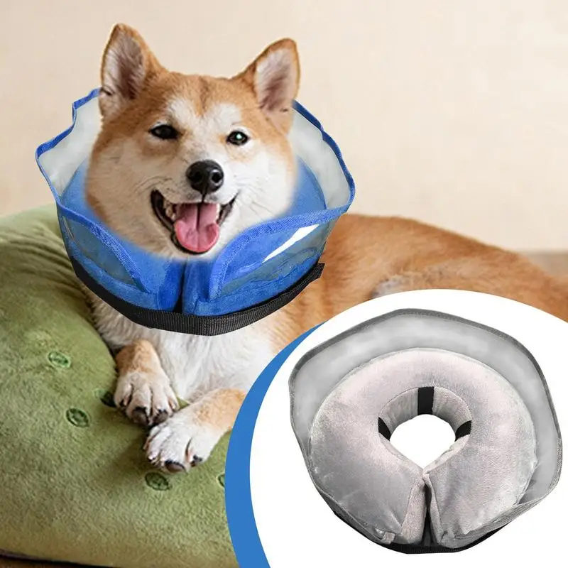 Inflatable Dog Cone Pet Cone Collar With Soft Padding Comfy Protective Elizabethan Collar Alternative Adjustable Anti-Licking