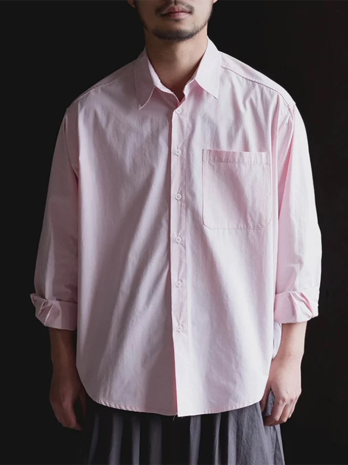 

Loose Fit Men's Cotton Linen irt Classic ket Casual Workwear Long Sve Pink y Sle Premium Quali Garment