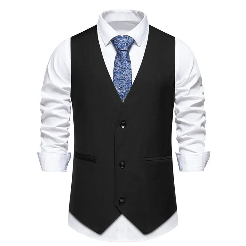 Cross border Amazon Wholesale 2024 Spring/Summer New Wedding Banquet V-neck European Men's Suit Vest