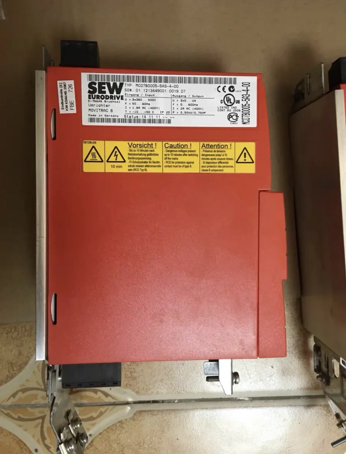MC07B0005-5A3-4-00 Used Inverter Fully functional and tested OK