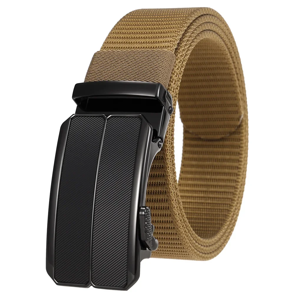 Plyesxale 2026 New Fashion Nylon Braided Automatic Buckle Belt For Men 3.5cm Width Black Khaki Army Green Outdoor Mens Belts B52