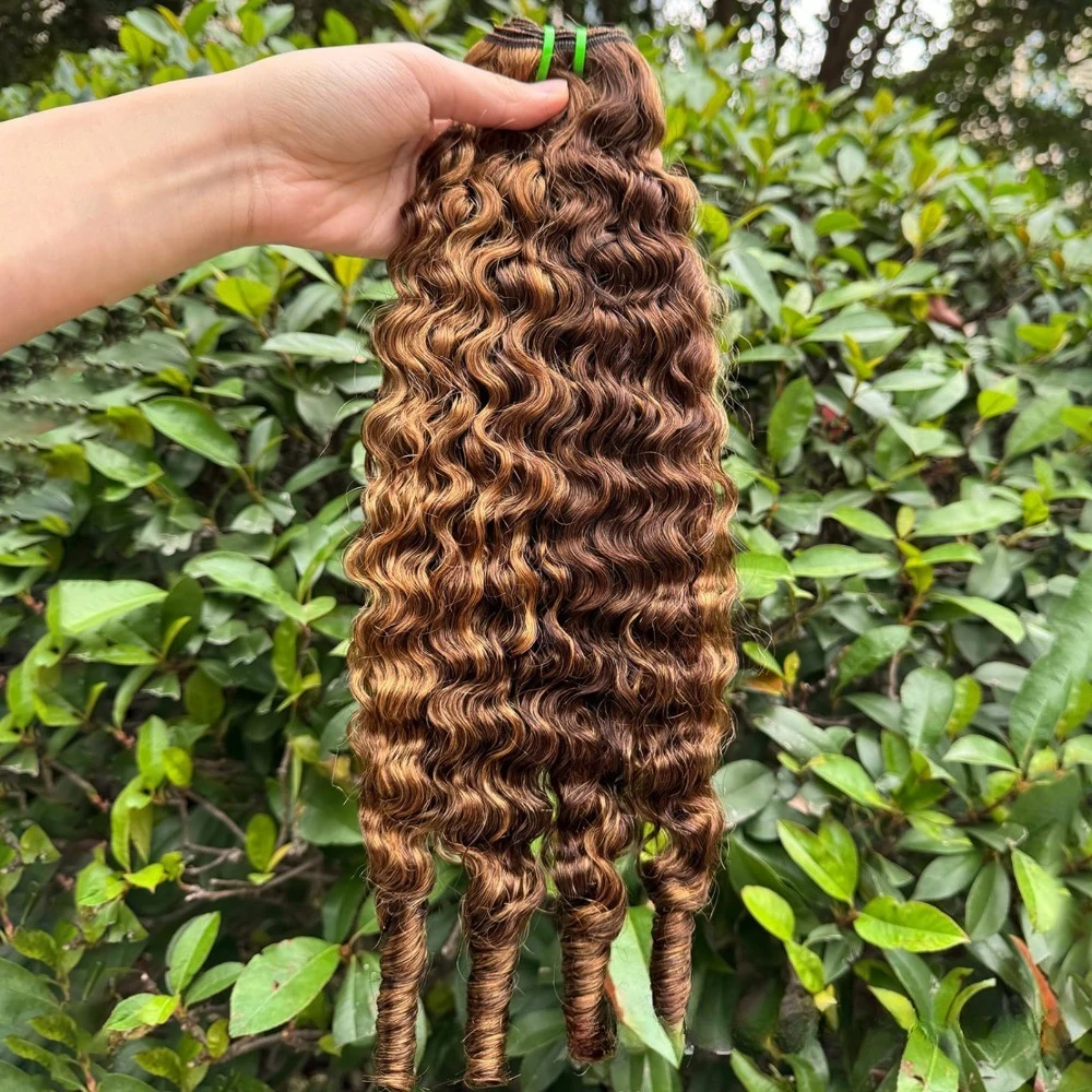 P4/27 # Burmesisches Lockenhaar, unbehandeltes Echthaar, doppelt gewebte Haarverlängerungen, brasilianisches Remy-Haar, ideal für Anfänger. – Detail 1