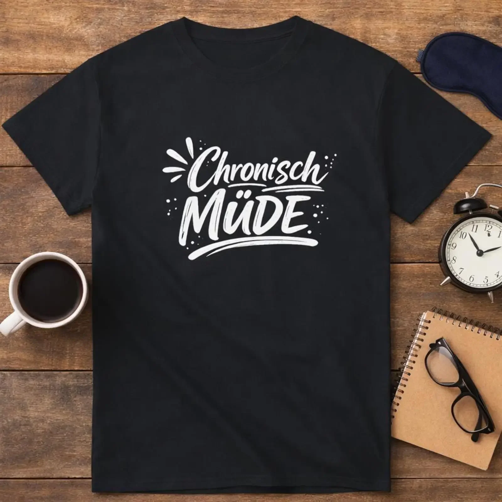 Funny slogan shirt Chronically tired T fatigue Humorous for morning grouches vintage Washed Slightly Stylish