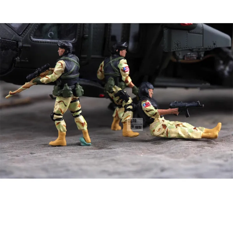 

1:72 Model Painted 3Pcs Black Hawk Down The U.S. Delta Force injured Soldiers Figure DIY Scene Accessory Collection Display