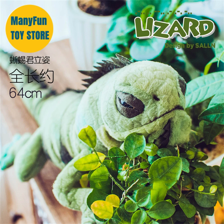 

Green Lizard High Fidelity Anime Cute Plushie Iguana Plush Toys Lifelike Animals Simulation Stuffed Doll Kawai Toy Gifts For Kid