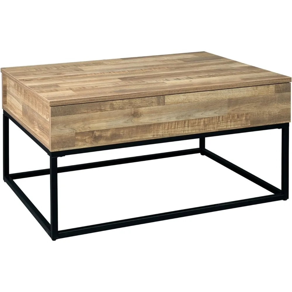 Alemão Rústico Retangular Lift Top Coffee Table com Armazenamento, Mesas de Café Circulares, Marrom e Preto, Dolce Gusto, Frete Grátis