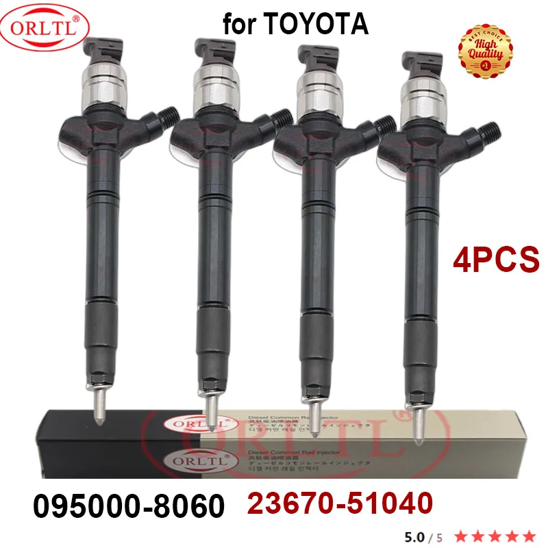 4PCS ORLTL New Diesel Fuel Injector Nozzle 23670-51040 095000-8060 FOR TOYOTA VDJ79R VDJ79 Engine 2367051040