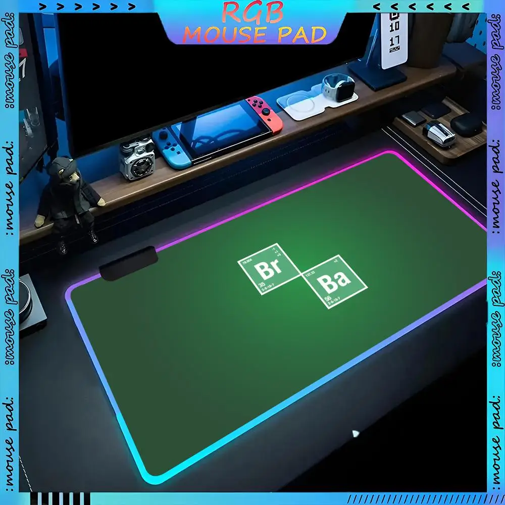 Breaking Bad Mouse Pad RGB Pc Accessories LED Game Desk Mat E-sport Table Protector Neon Keyboard Mat Backlit Carpet Rug Give gi