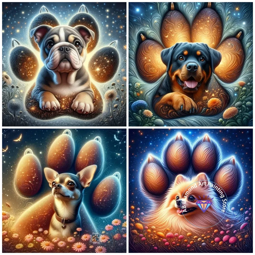 

Dog Claw Cute Animal Puppy AB Diamond Painting Kit Square Round Diamond 5D DIY Mosaic Handmade Art Exquisite Gift Home Decor